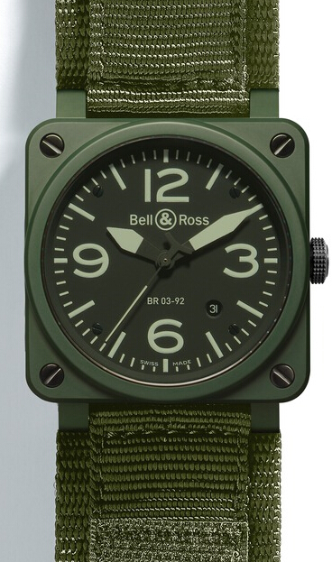 Bell & Ross Aviation BR 03-92 Military Khaki Ceramic BR0392-CERAM-MIL replica watch